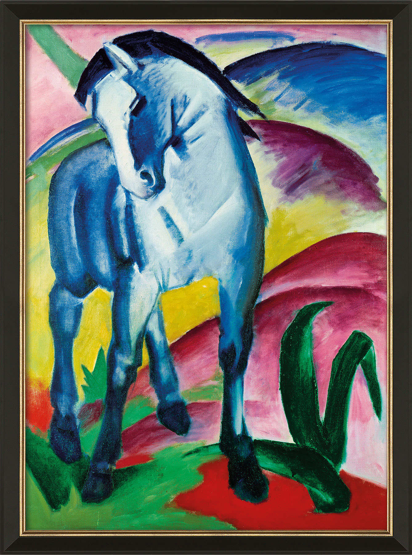 Bild "Blaues Pferd I" (1911), gerahmt von Franz Marc