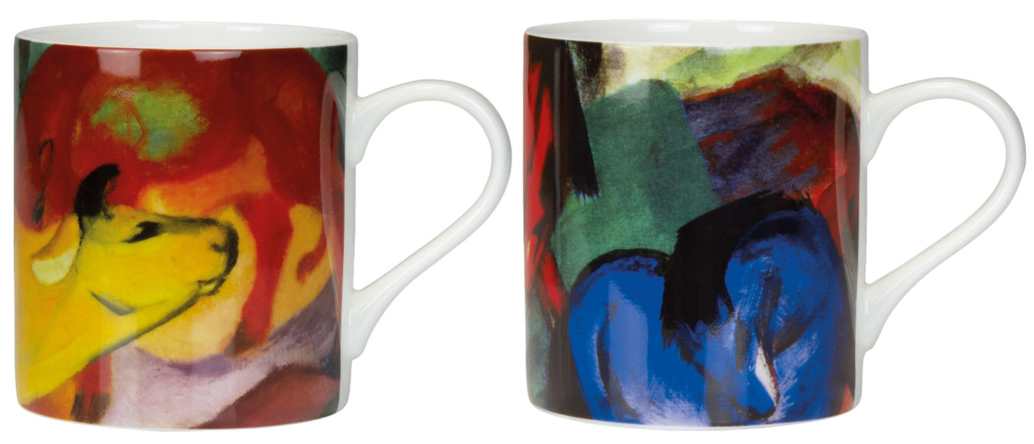 Set of 2 mugs "Blue Rider", porcelain by Franz Marc