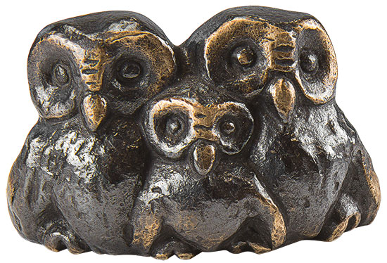 Sculpture "Owl Family", bronze by Raimund Schmelter