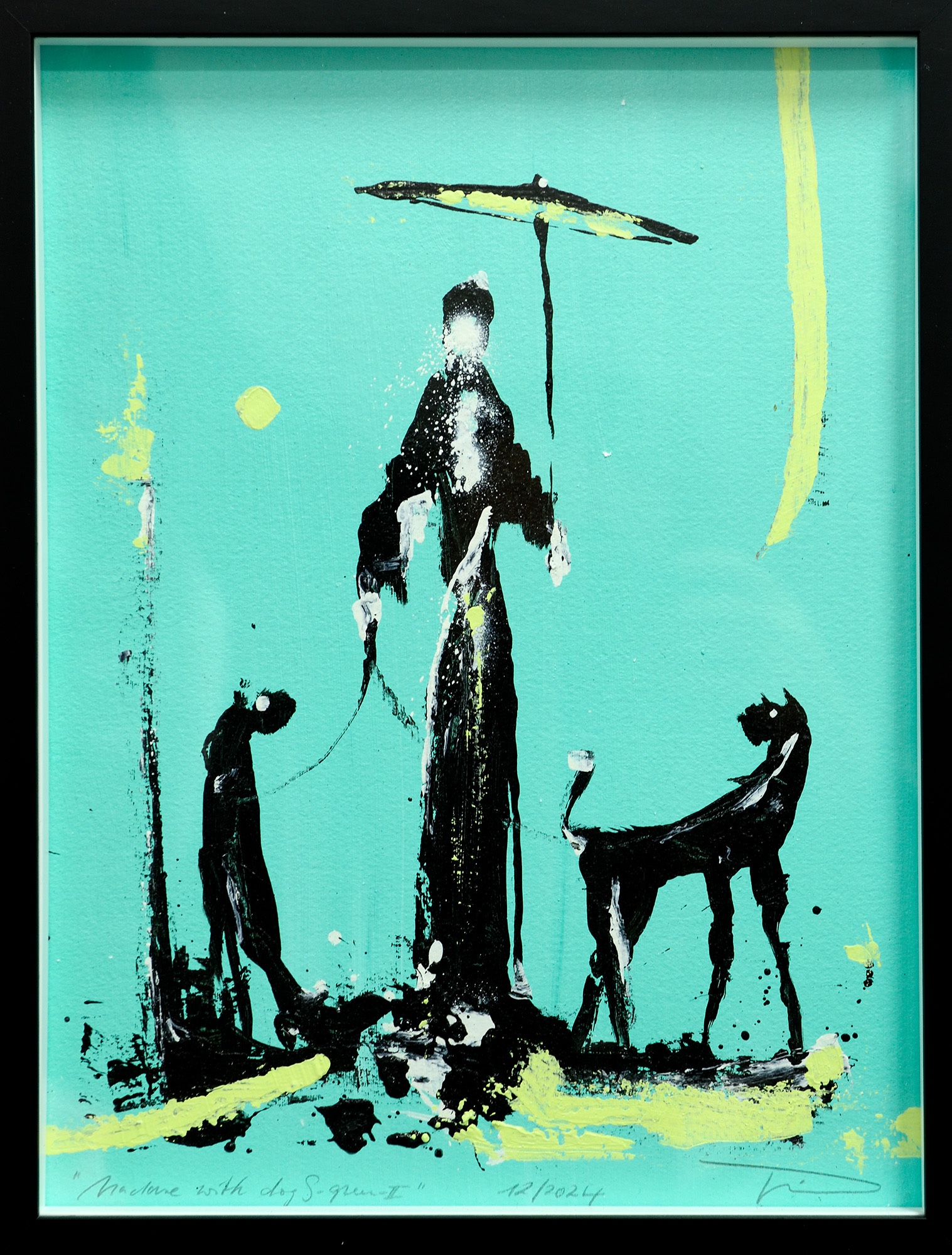Lars Teichmann: Bild ‚madame-with-dogs-2-green‘ (2024) (Unikat)