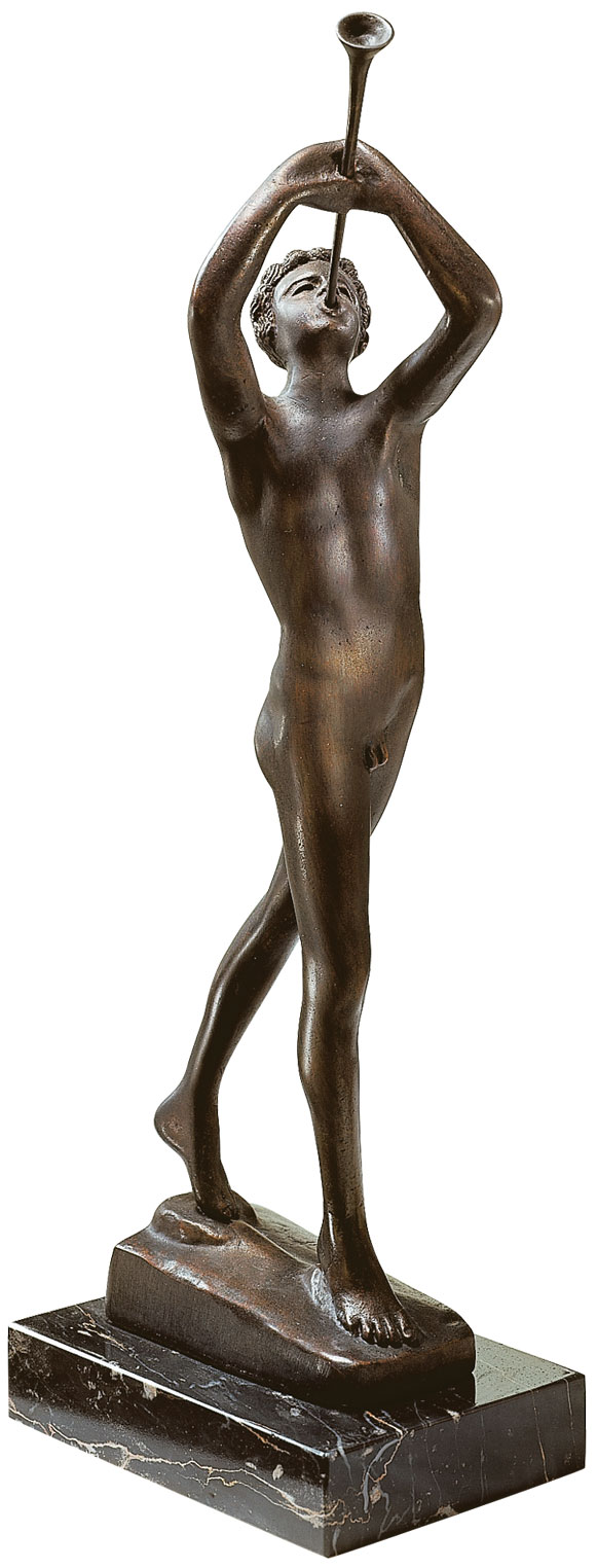 Skulptur "Der Flötenbläser", Metallguss von Francesco da SantAgata