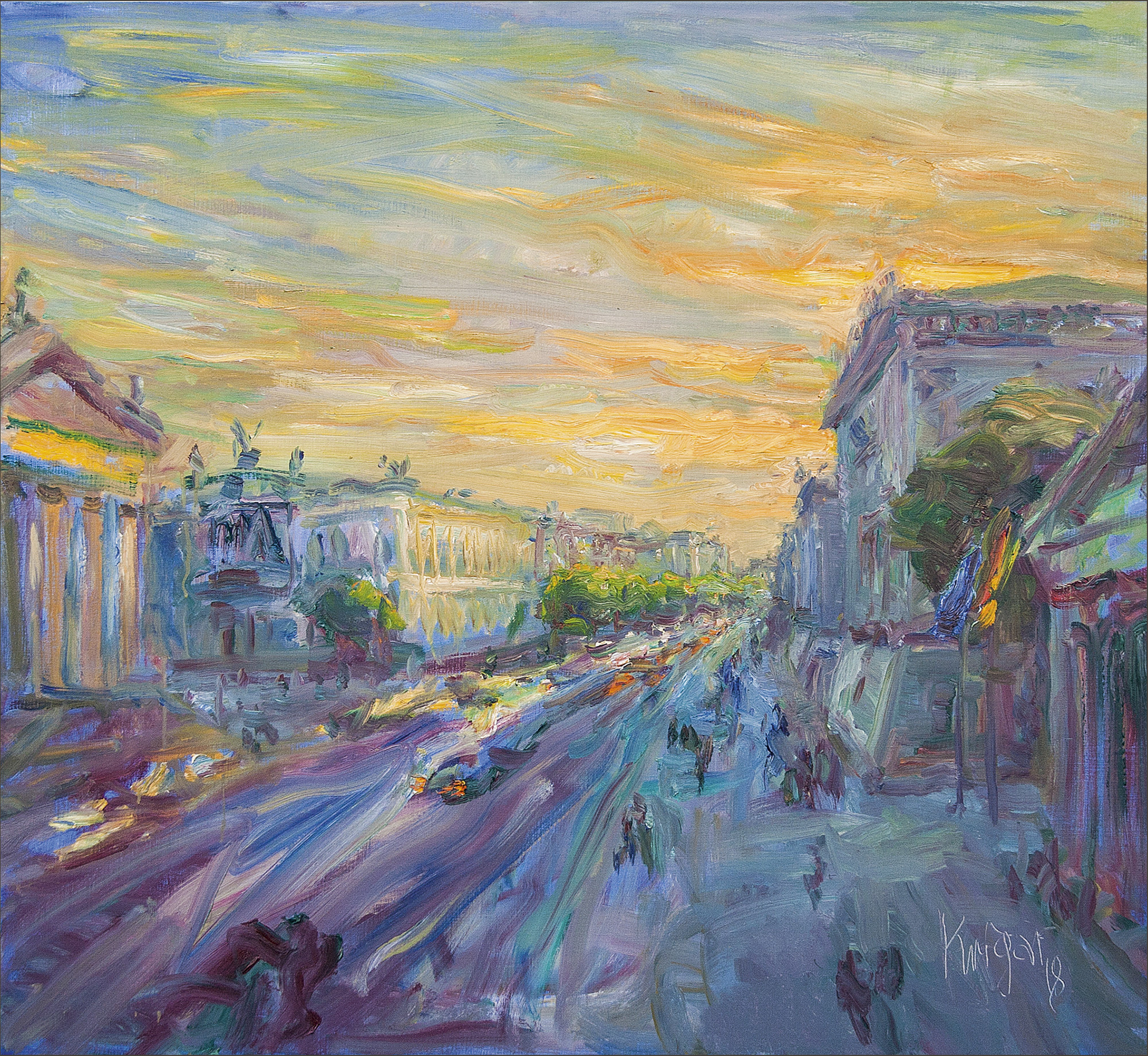 André Krigar: Bild ‚Erinnerung an einen Sonnenuntergang unter den Linden‘ (2018) (Unikat)