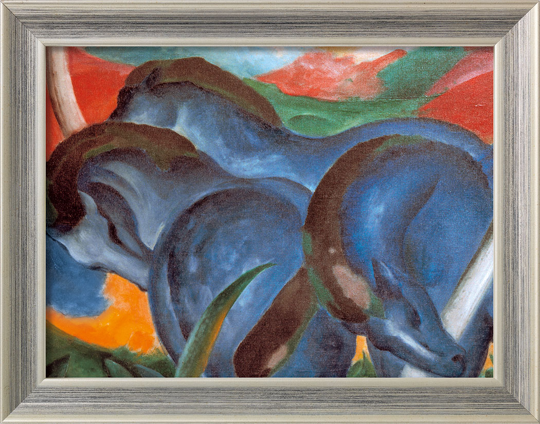 Bild "Die großen blauen Pferde" (1911), gerahmt von Franz Marc