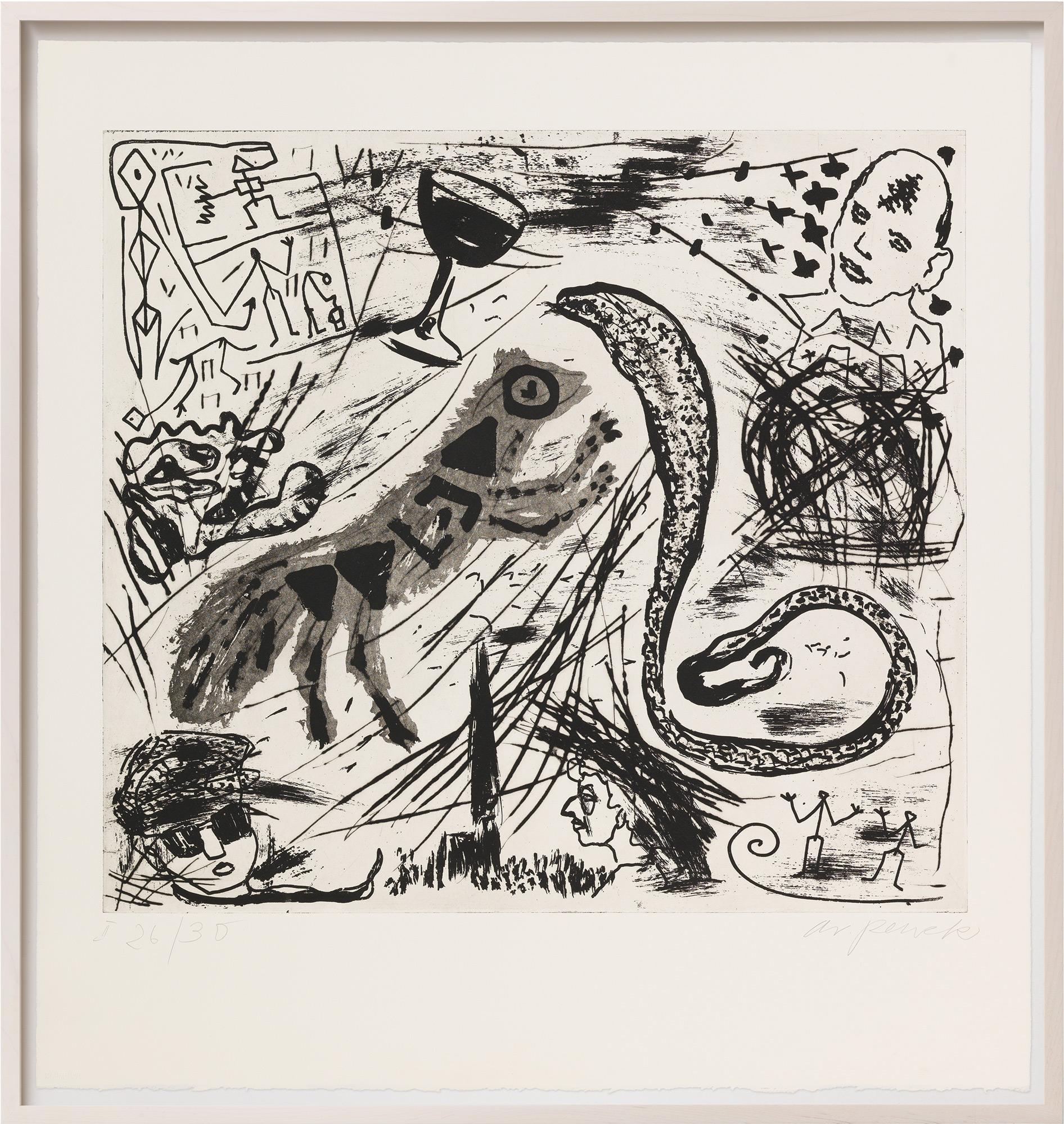 A. R. Penck: Bild ‚Was einem Emigranten durch den Kopf geht – Tafel II‘ (1987) (Unikat)