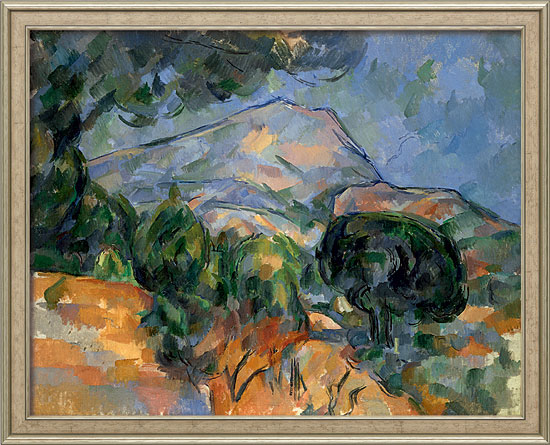 Bild "La Montagne Sainte-Victoire" (um 1894), gerahmt von Paul Cézanne