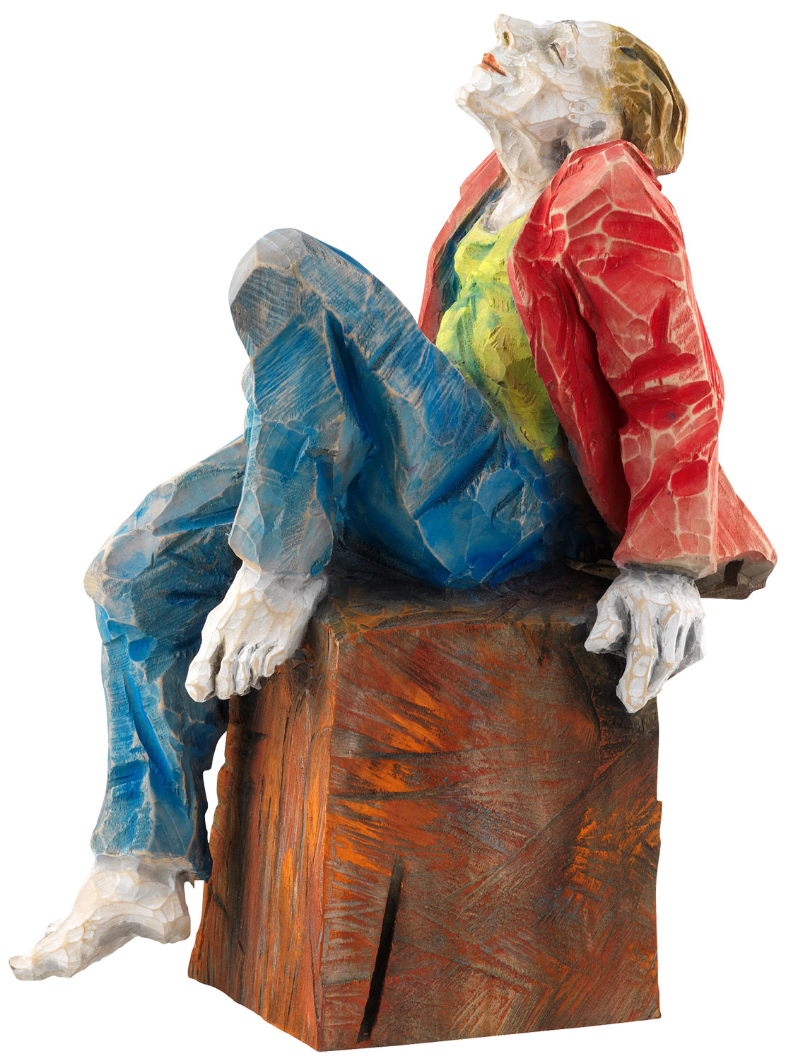 Skulptur "Das Leben ist schön" (2022) (Original / Unikat), Holz handbemalt von Roman Johann Strobl