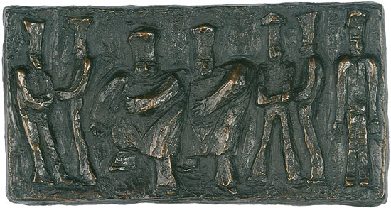 Bronze-Relief "Köche" von Günter Grass