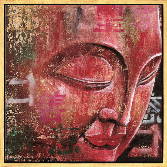 Bild "Kleiner Buddha, rot", gerahmt von Ma Tse Lin