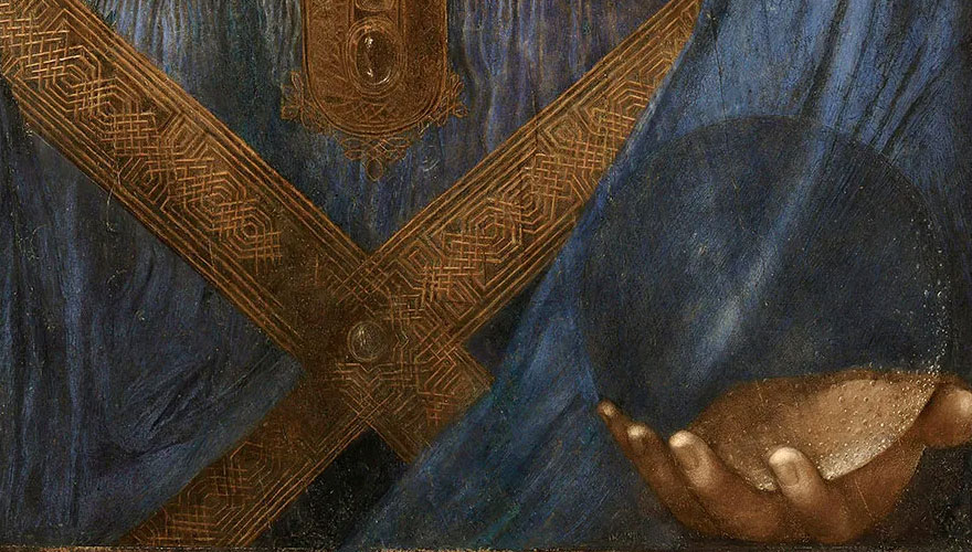 Leonardo da Vinci: Ausschnit des Bildes 'Salvator Mundi'