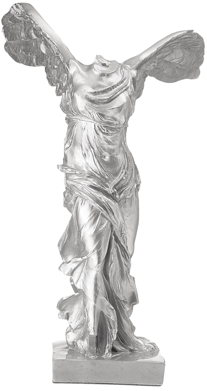 Skulptur "Nike von Samothrake", Kunstguss silber