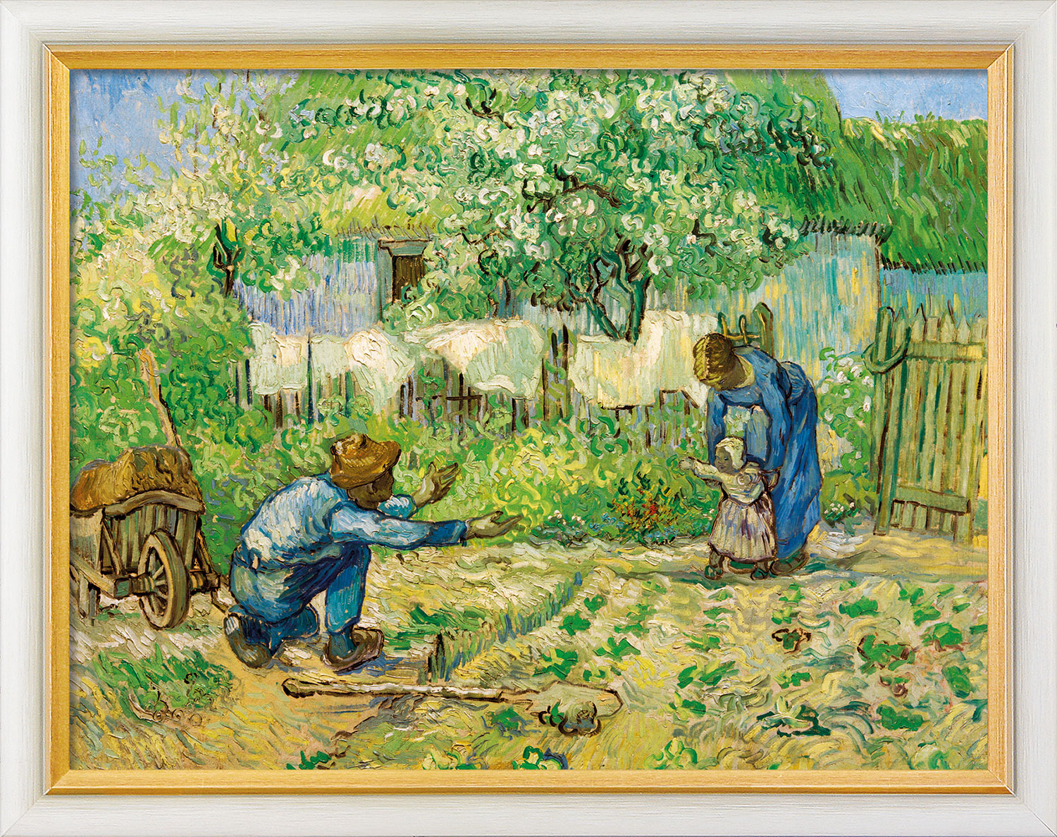 Bild "Die ersten Schritte" (1890), gerahmt von Vincent van Gogh