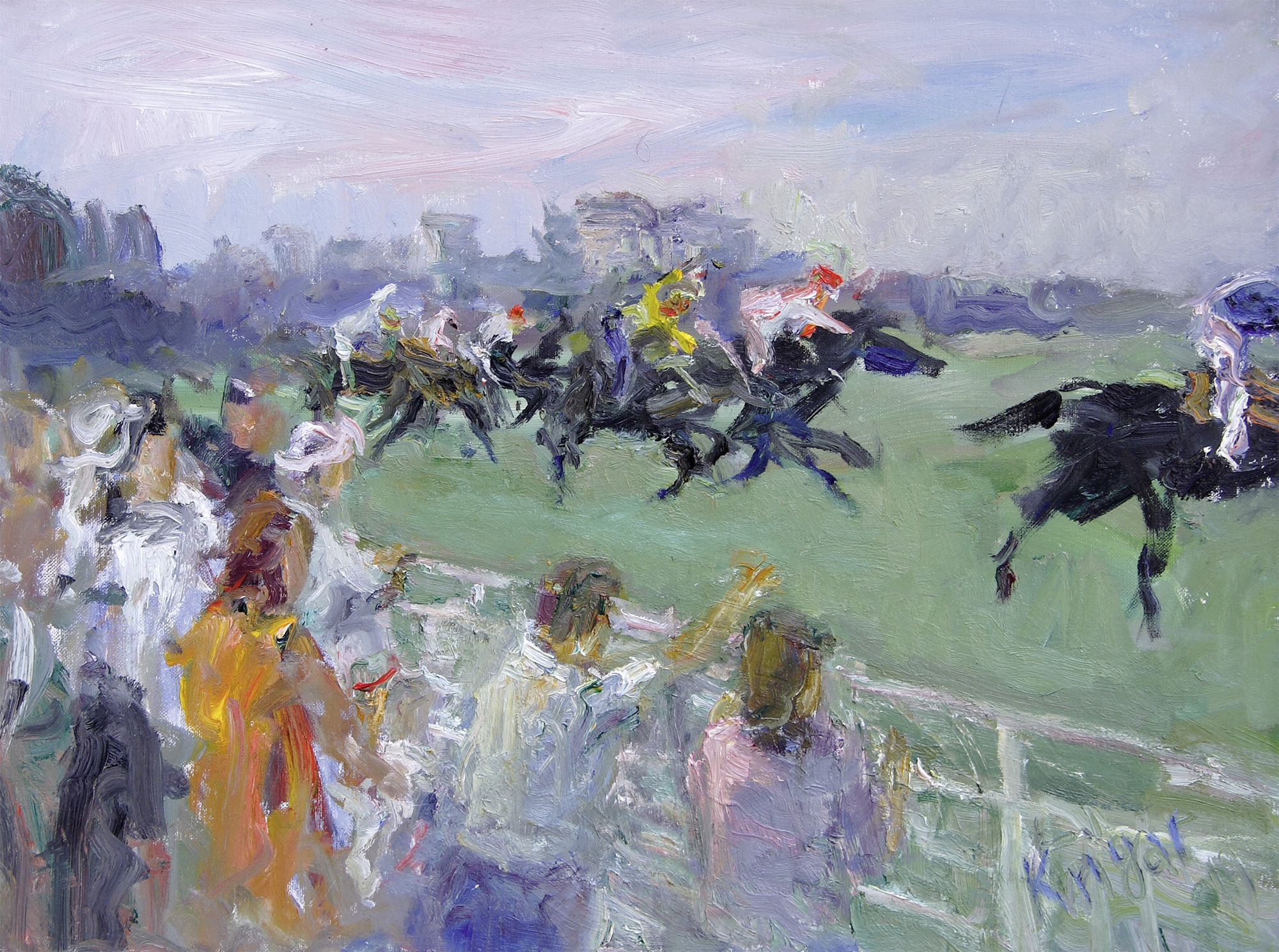 André Krigar: Bild ‚Galopprennen, Zieleinlauf‘ (2019) (Unikat)