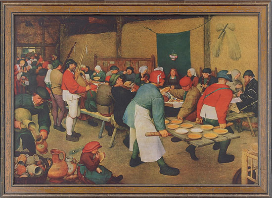 Bild "Bauernhochzeit" (1568), gerahmt von Pieter Brueghel d. Ä.