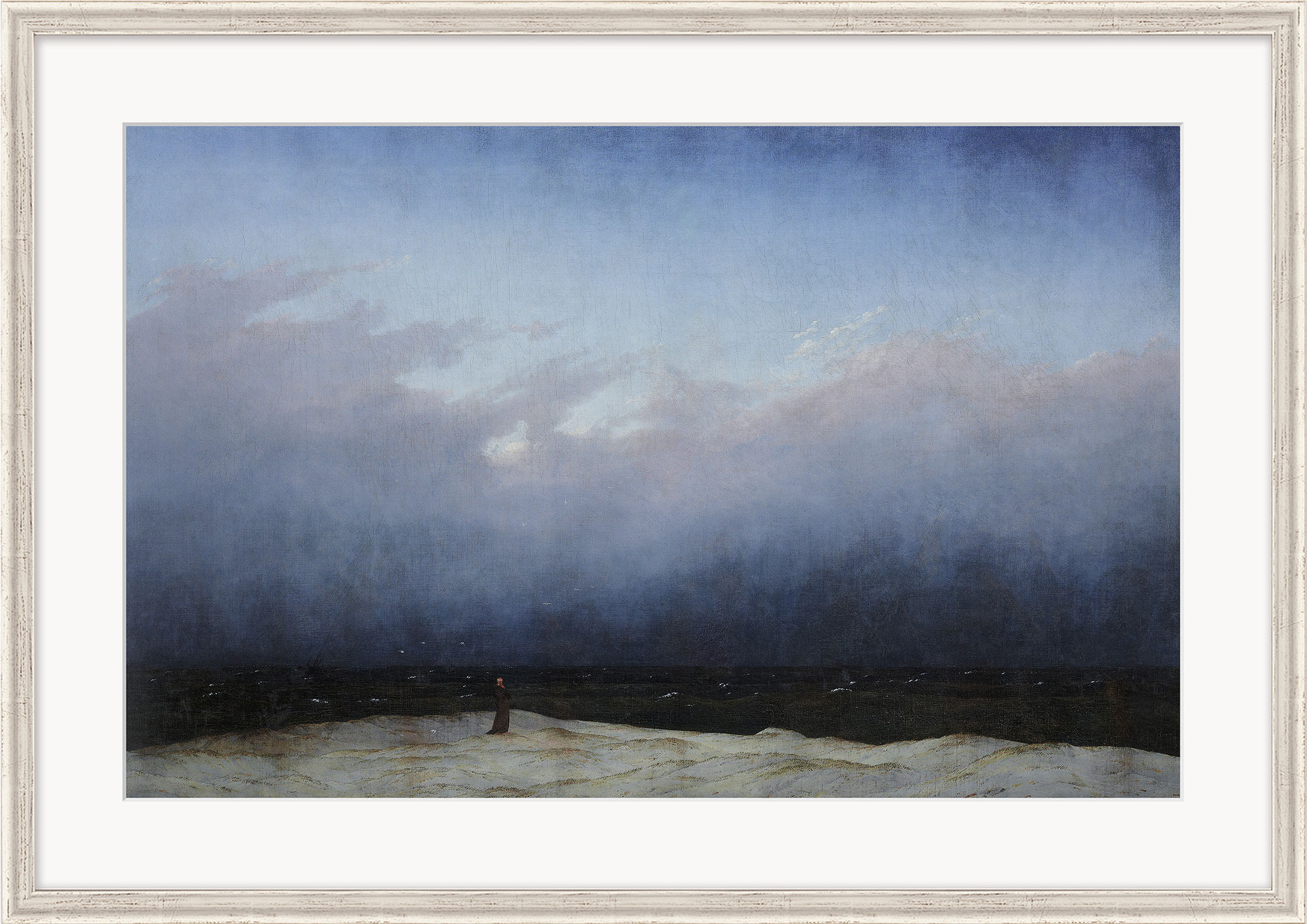 Bild "Der Mönch am Meer" (1808/10), gerahmt von Caspar David Friedrich