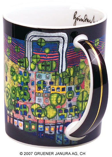 Magic mug "La troisième peau", porcelain by Friedensreich Hundertwasser