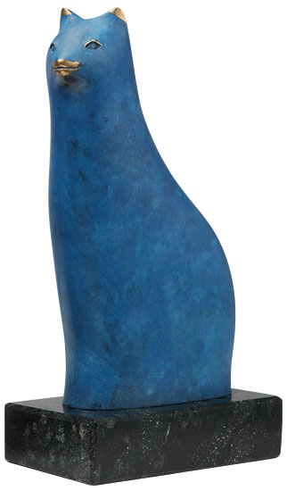 Skulptur "Blaue Katze", Bronze von Falko Hamm