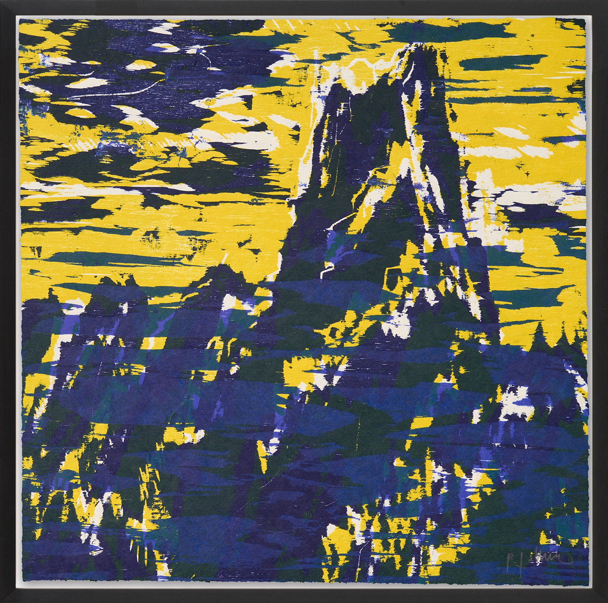 Bernd Zimmer: Bild ‚Tinzenhorn (gelb/lila)‘ (2015/19) (Unikat