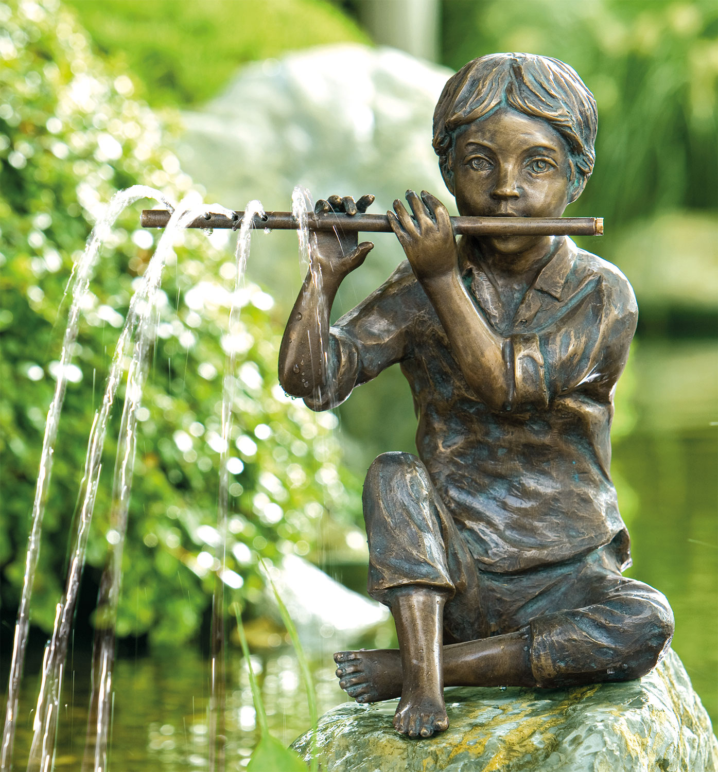 Garden sculpture / gargoyle "Flute-Playing Clemens", bronze