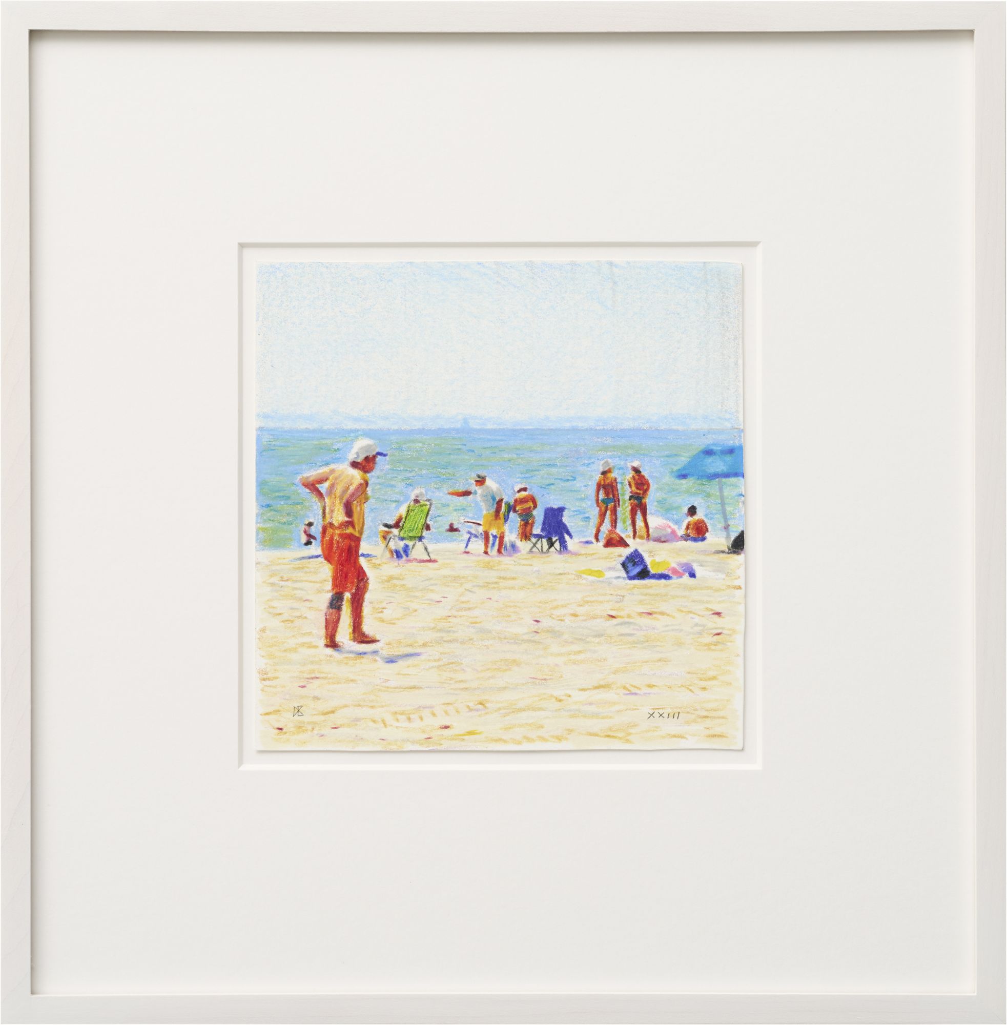 Dan Bina: Bild ‚Brighton Beach: Man in Red Shorts‘ (2023) (Unikat)