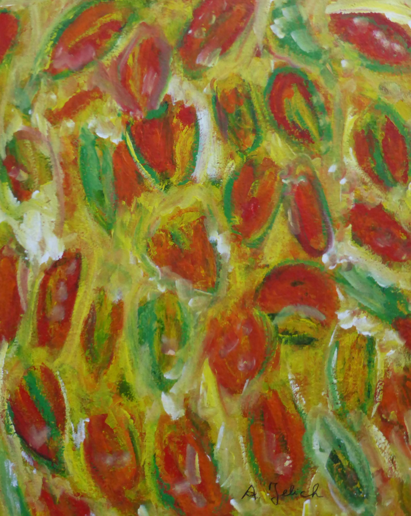 Angelika Jelich: Bild ‚Tulpenherz‘ (2013) (Unikat)