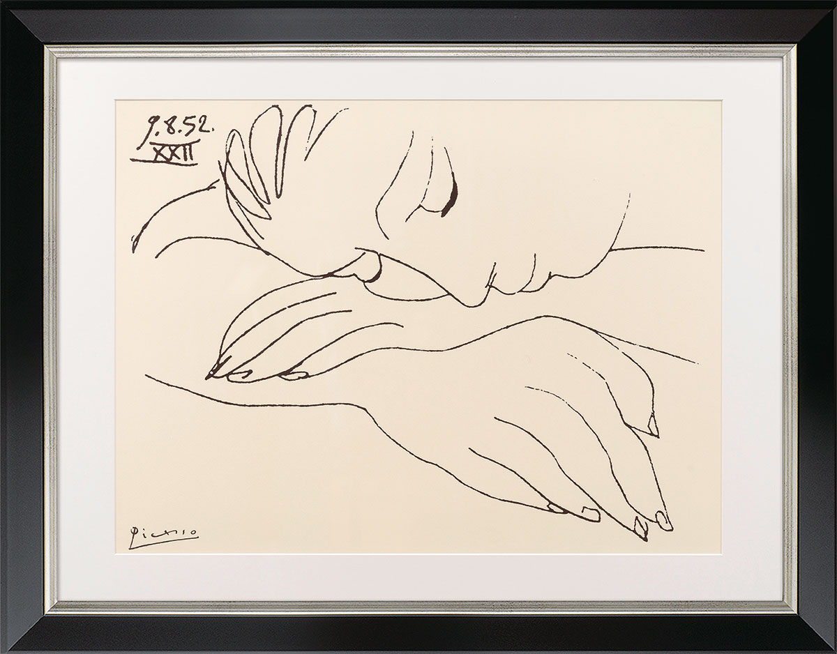 Picture "War and Peace - Sleeping Woman" (1952), black and silver-coloured framed version by Pablo Picasso