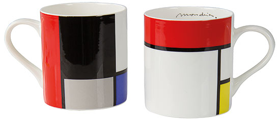 Set of 2 mugs "Composition", porcelain by Piet Mondrian