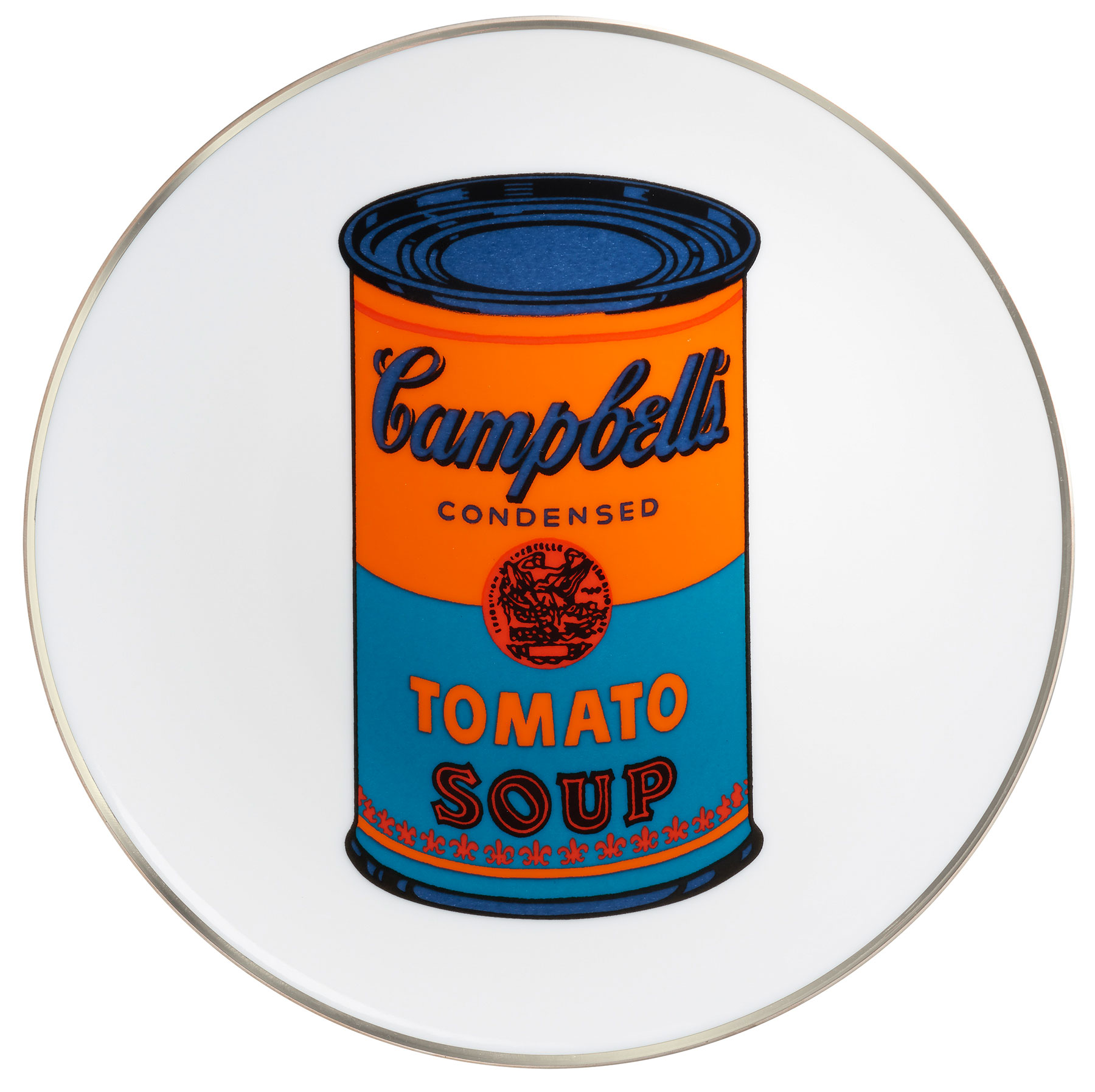 Porzellanteller Coloured Campbells Soup Can Orange Blau Von Andy Warhol Kaufen Ars Mundi