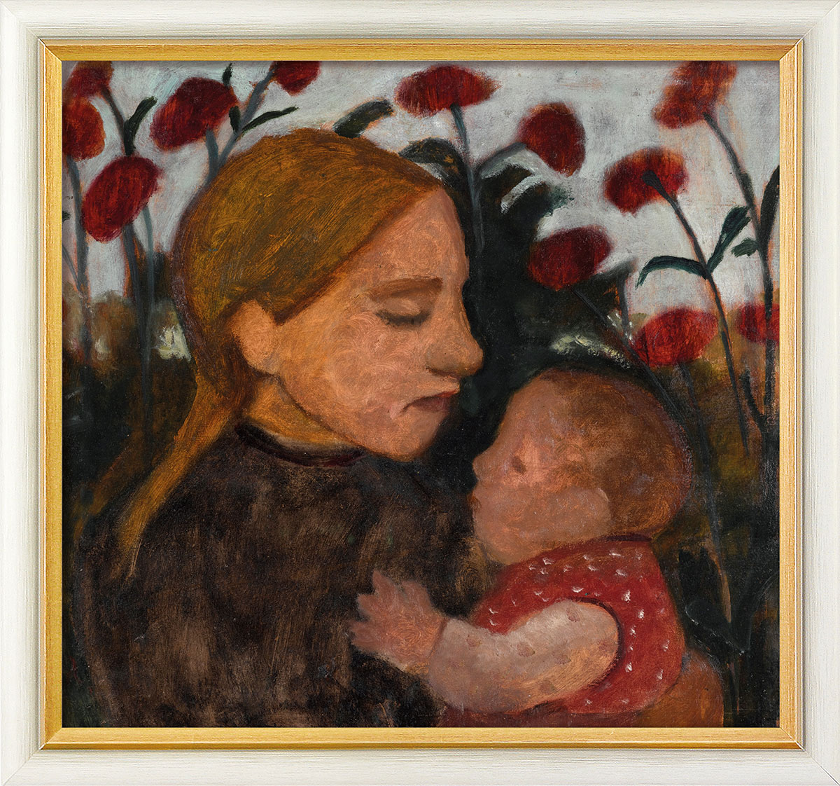 Picture "Young Woman with Child" (1902), framed by Paula Modersohn-Becker