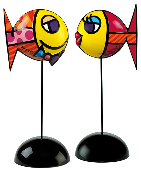 Set of 2 porcelain fish "Deeply in Love I + II" by Romero Britto