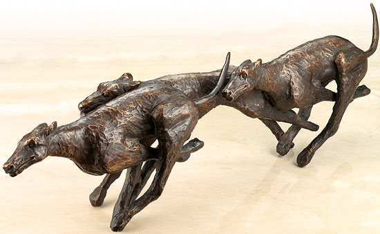 Skulpturengruppe "Windhunde", Bronze von Kurt Arentz
