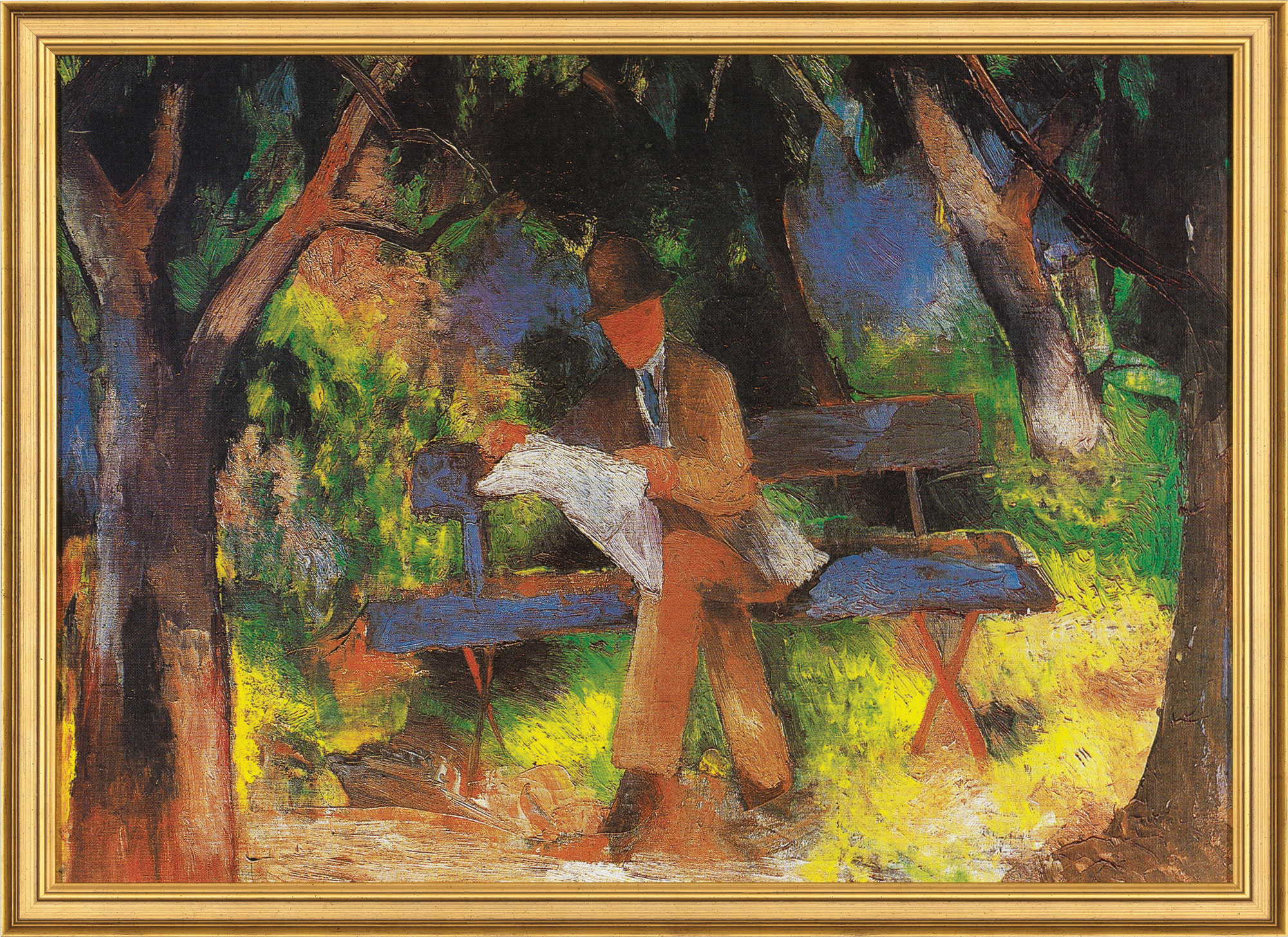 Picture "Reading Man" (1914), framed by August Macke