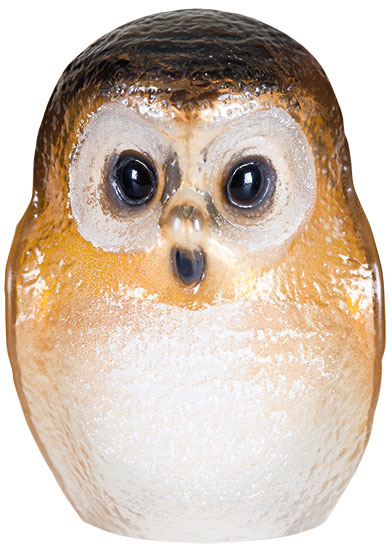 Glass object "Owl Brown", small version by Mats Jonasson