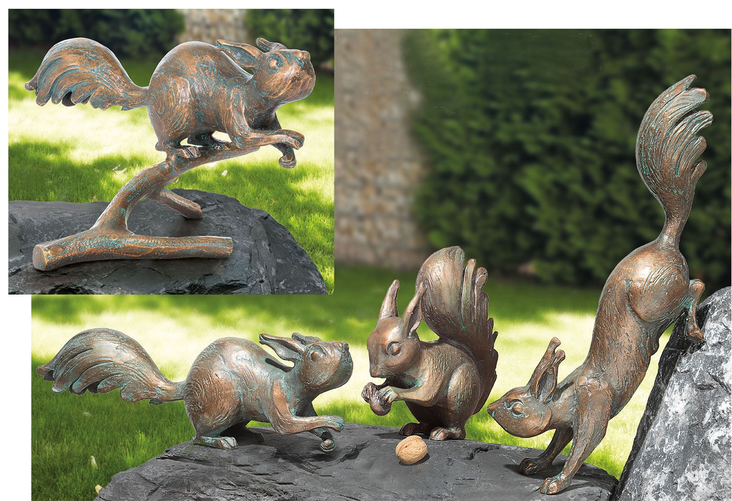 Bronzeskulptur Eichhörnchen Dekoration für ihren Garten aus Bronze 