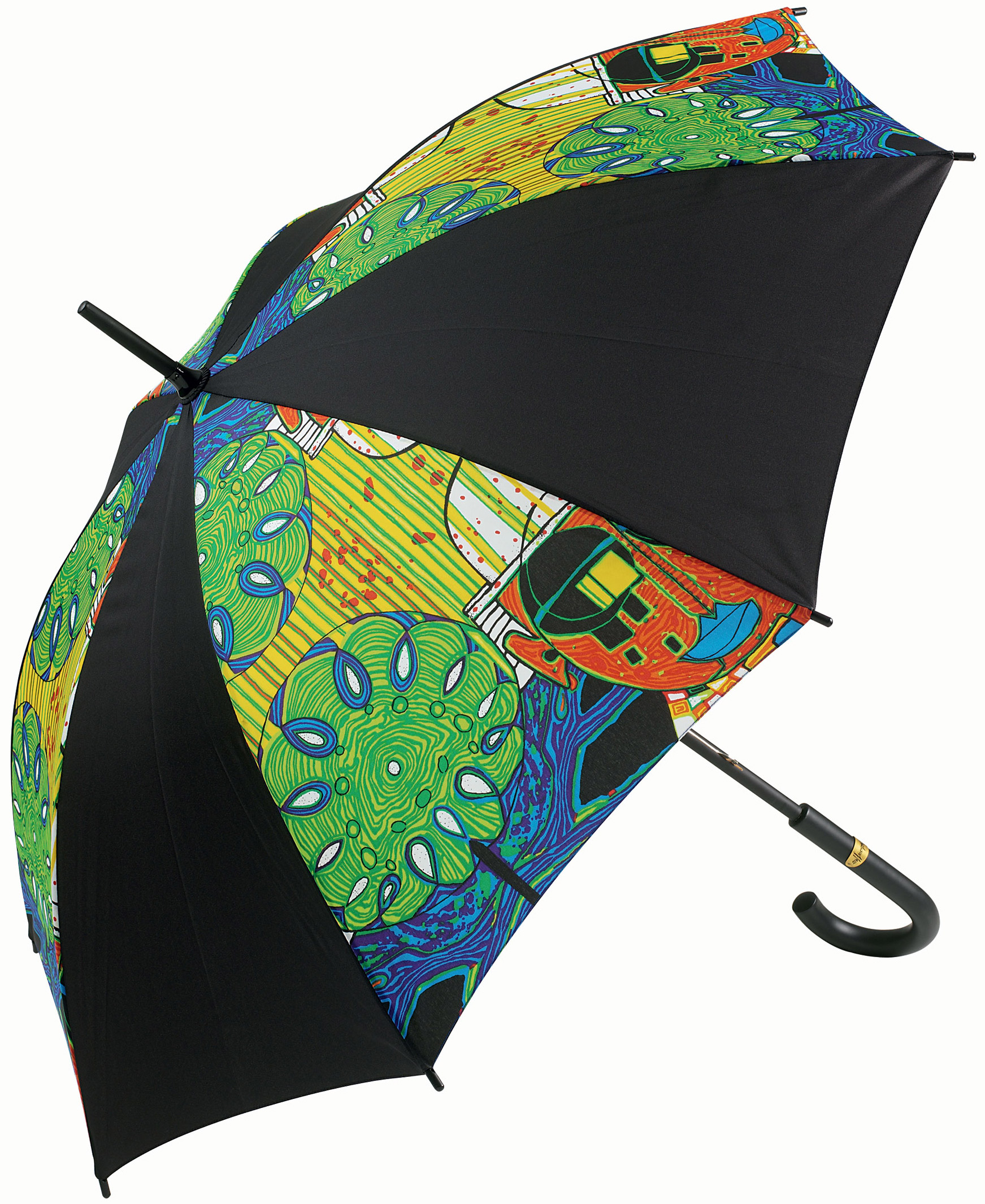 (887) Stick umbrella "Tropical Chinese" by Friedensreich Hundertwasser