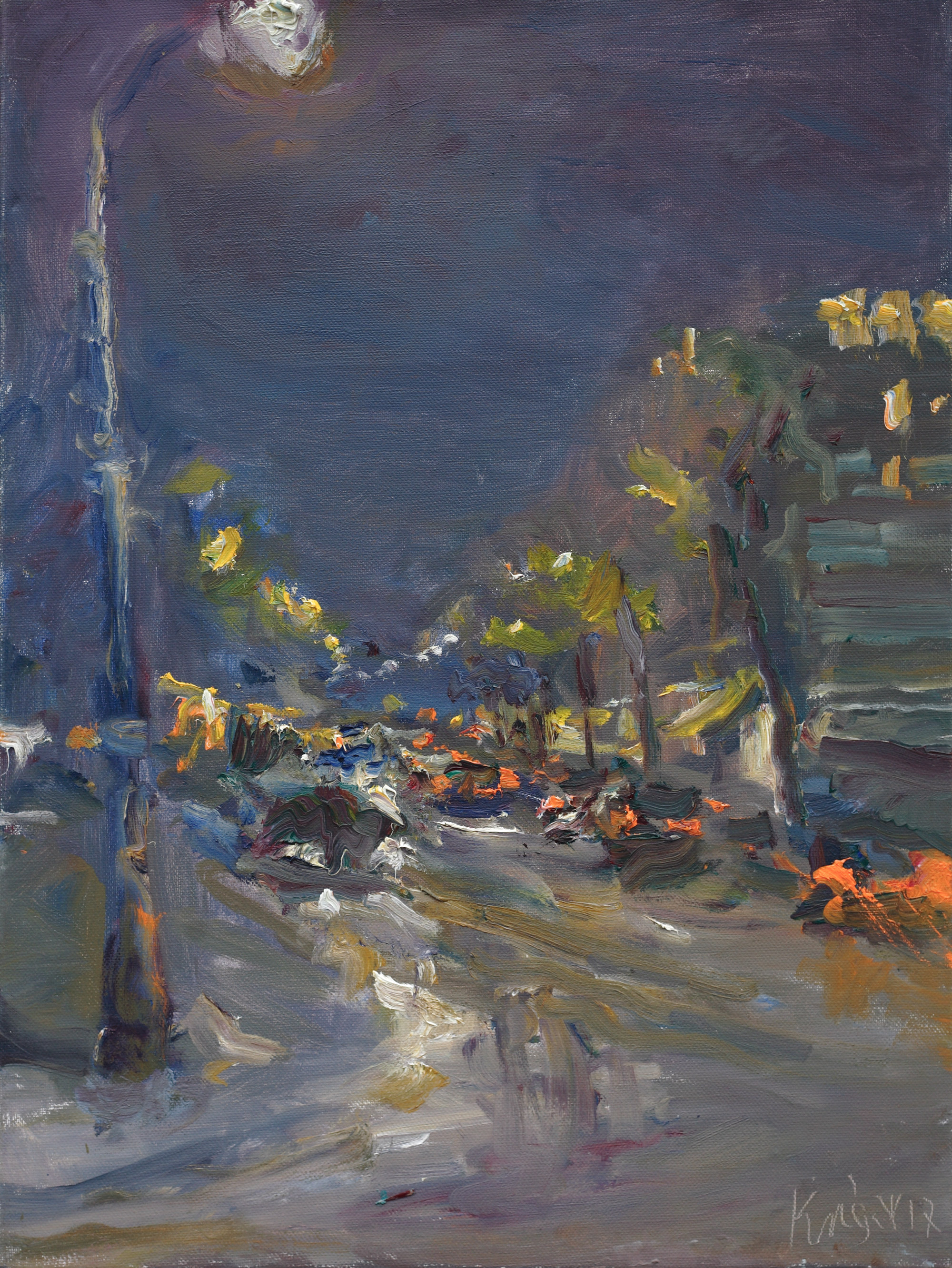 André Krigar: Bild ‚Am Olivaer Platz, nachts‘ (2017) (Unikat)
