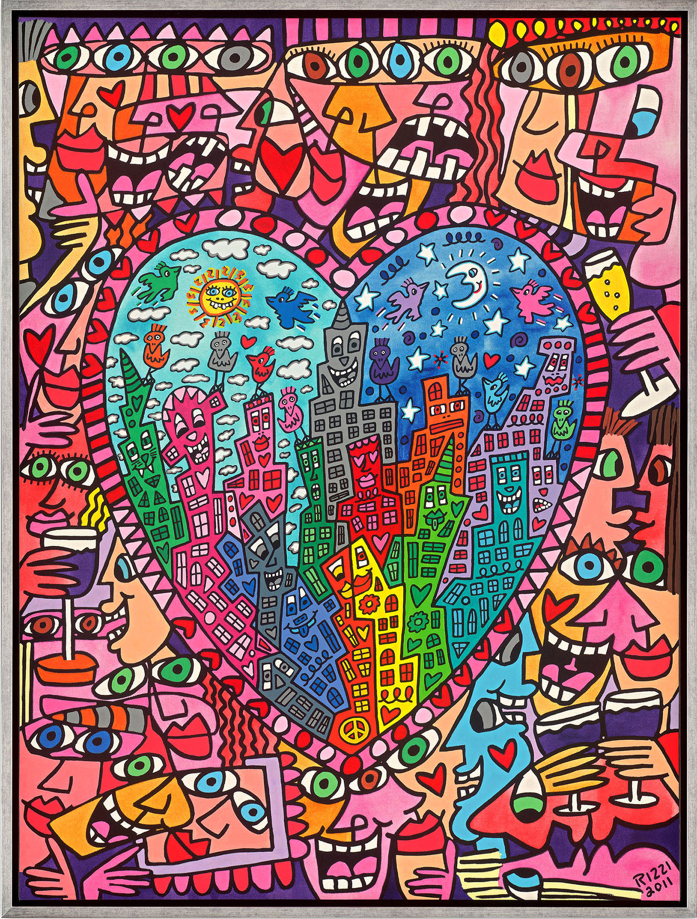 Picture "It's Heart not to Love my City" (2021), framed by James Rizzi