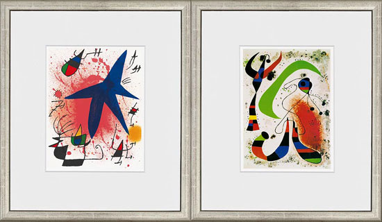 Set of 2 pictures "L'étoile - The Blue Star" + "La nuit - The Night by Joan Miró