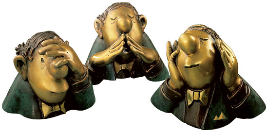 Sculptures "The Three Character Heads", bronze version by Loriot
