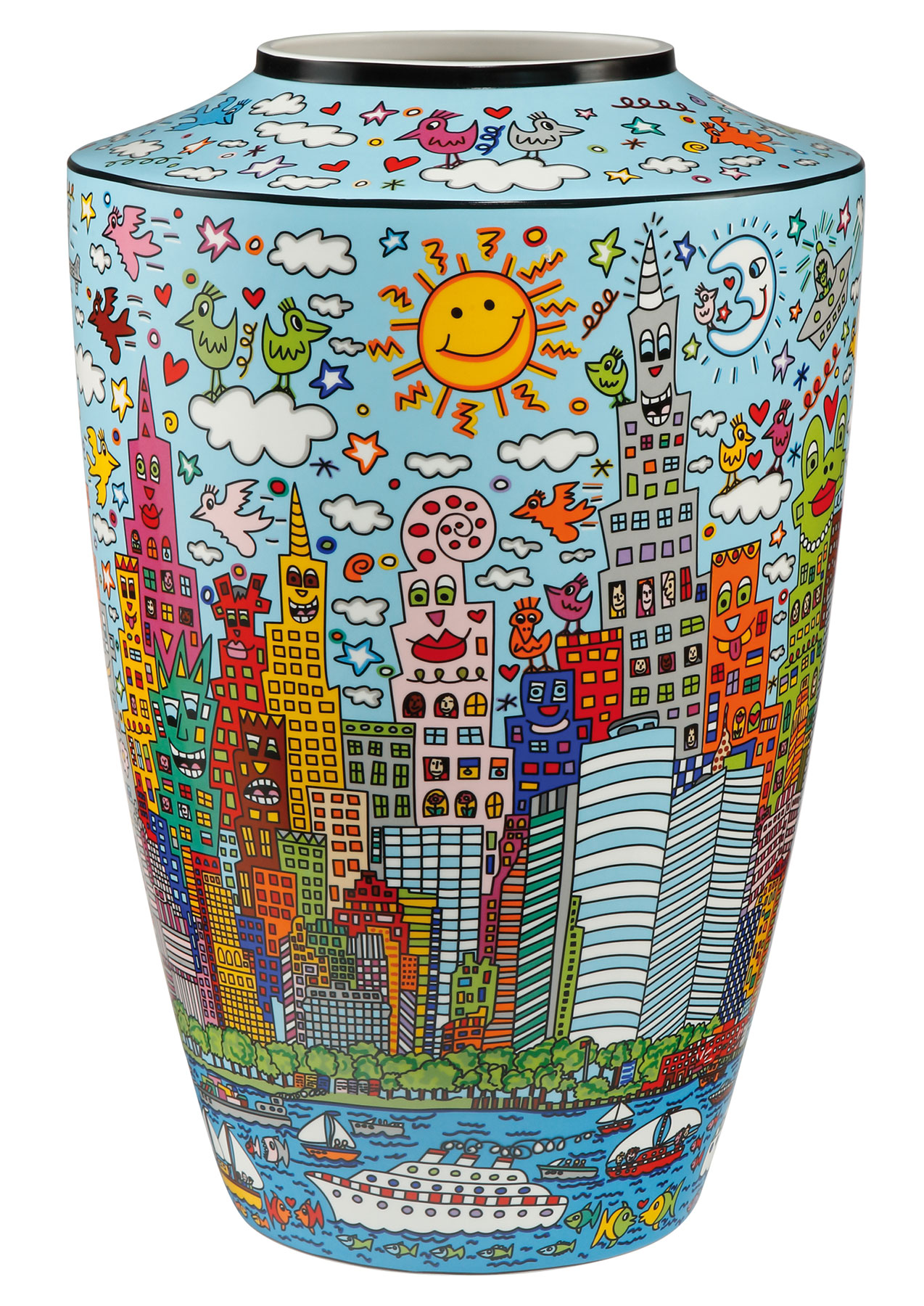 Porcelain vase "My New York City Day" by James Rizzi