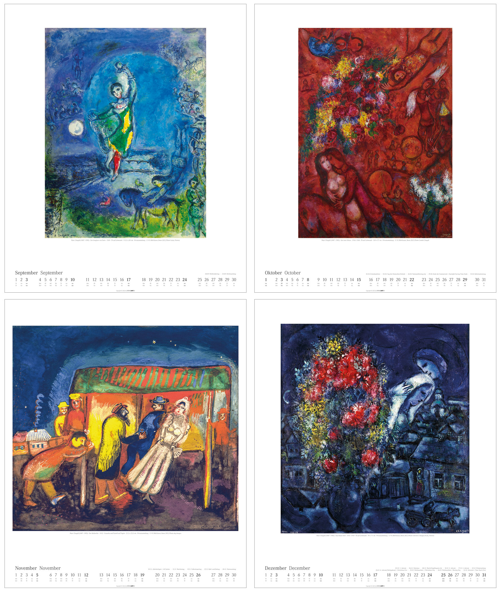 Artist calendar 2023 by Marc Chagall