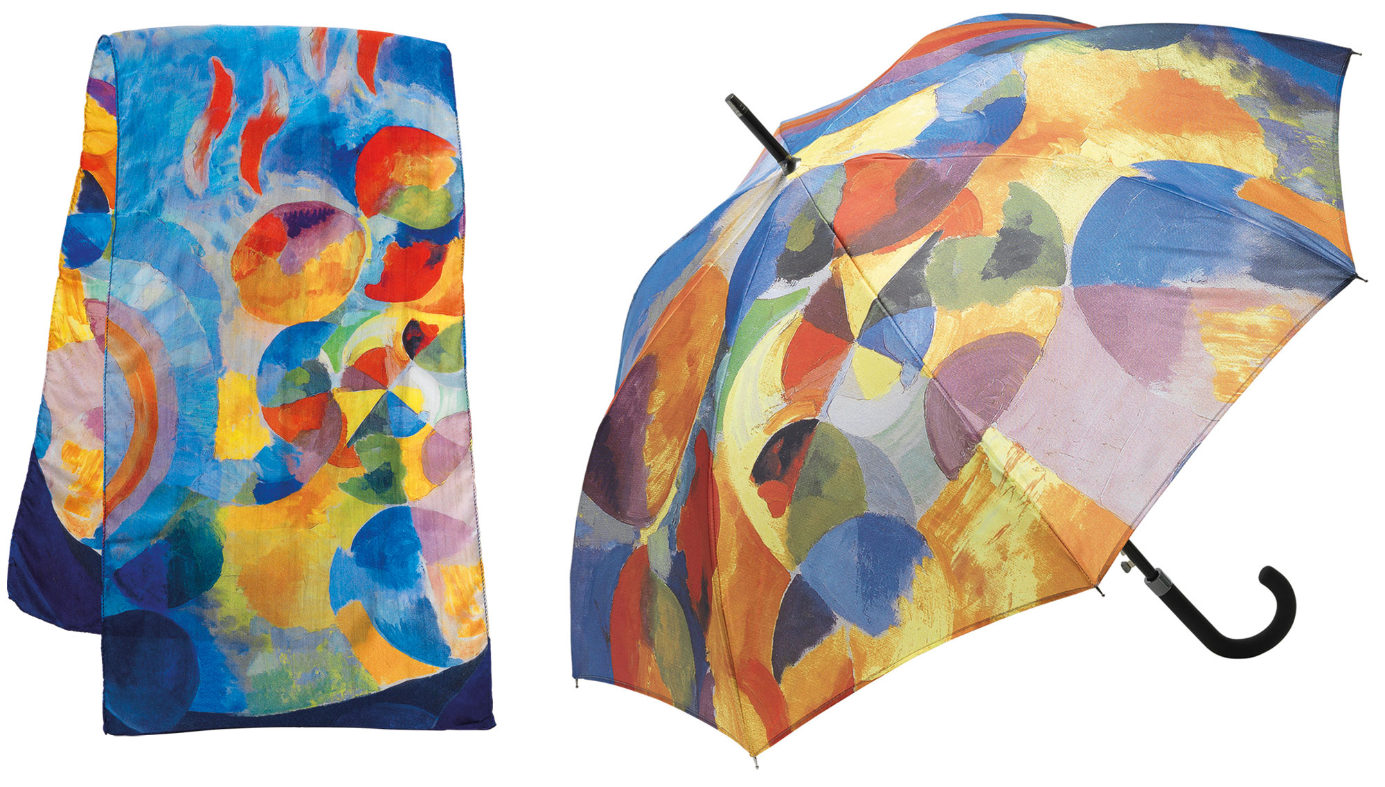 Set of silk scarf and stick umbrella "Formes Circulaires" (1912) by Robert Delaunay