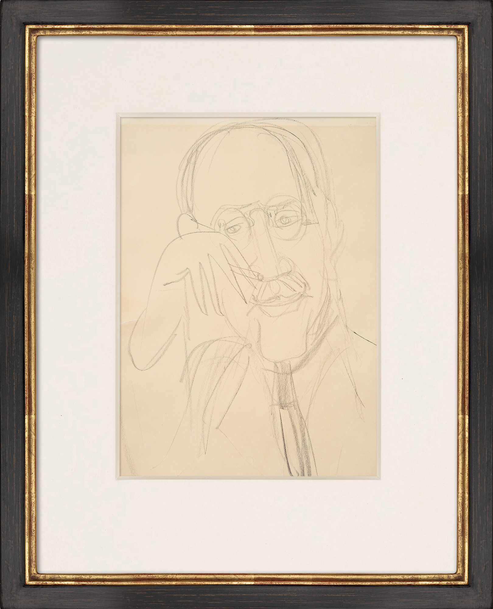 Ernst Ludwig Kirchner: Bild ‚Dr. Hagemann‘ mit rückseitiger Porträt-Studie (um 1930) (Unikat)