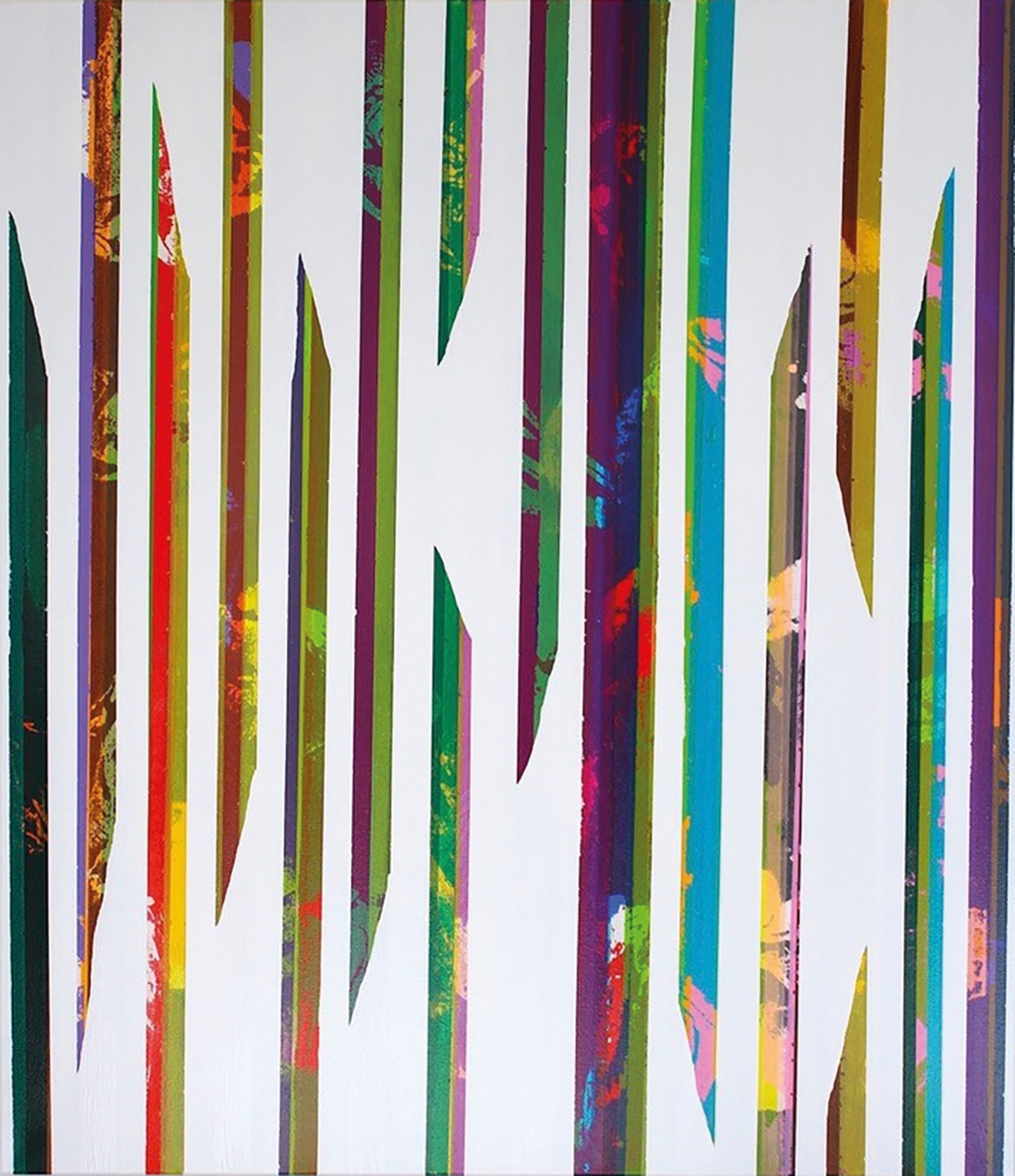 Ruri Matsumoto: Bild ‚Broken Line removed hidden colors green white‘ (2024) (Unikat)