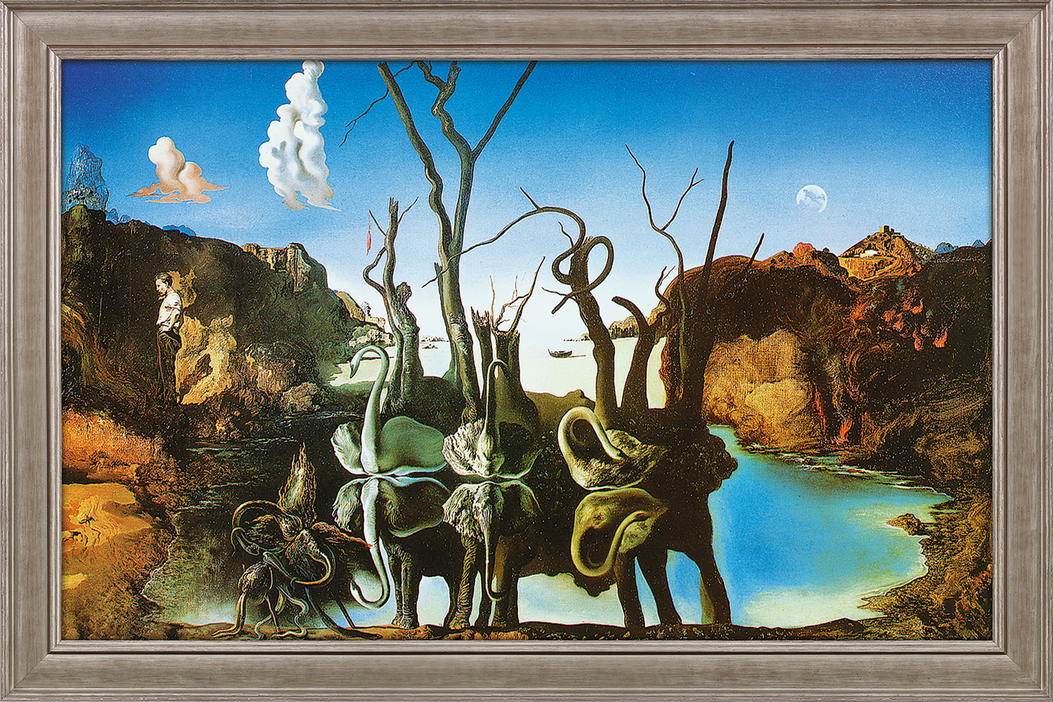 Bild "Schwäne spiegeln Elefanten wider" (1937), gerahmt von Salvador Dalí