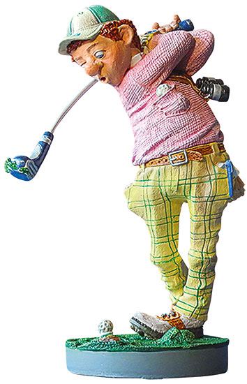 Karikatur "Golfer", Kunstguss