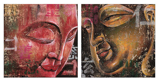 2 Buddha-Bilder im Set, auf Keilrahmen von Ma Tse Lin