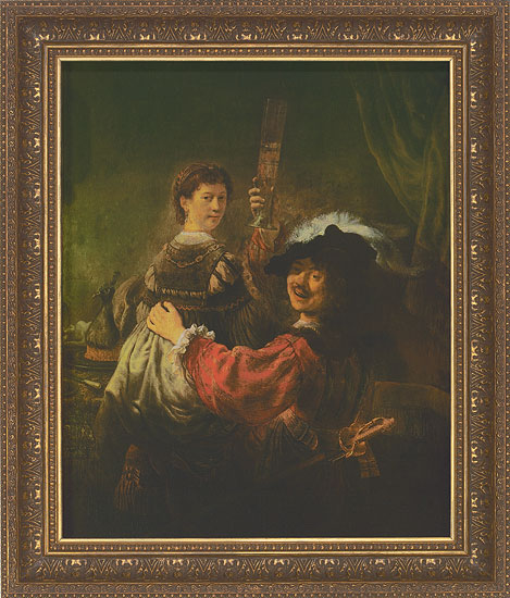 Bild "Selbstbildnis mit Saskia" (1635-39), gerahmt von Rembrandt