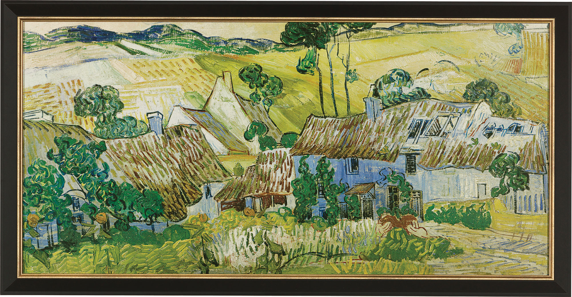 Bild "Bauernhöfe bei Auvers" (1890), gerahmt von Vincent van Gogh