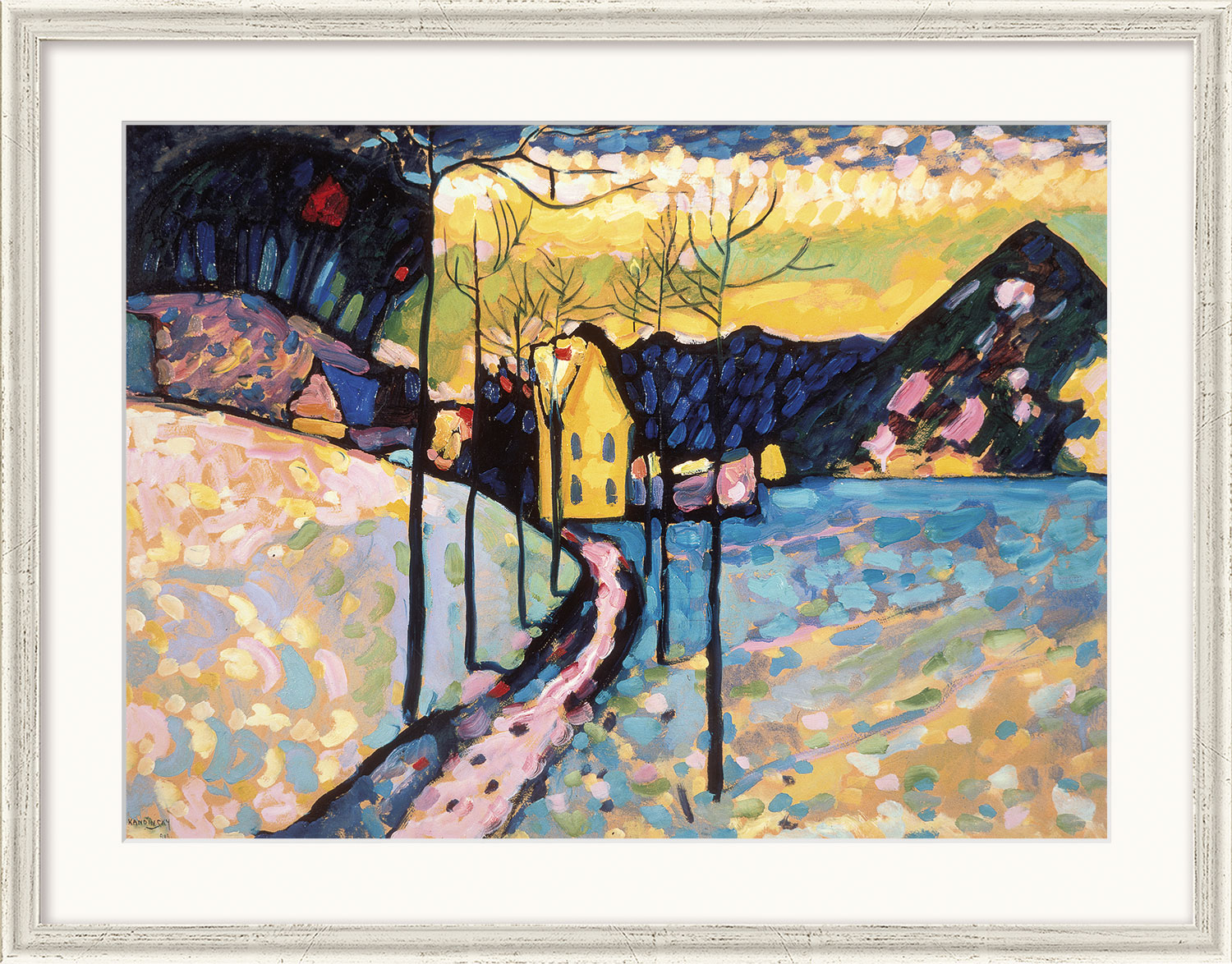 Bild "Winterlandschaft I" (1909), Version silberfarben gerahmt von Wassily Kandinsky