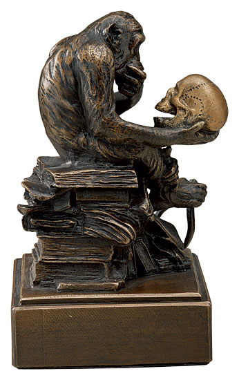 Skulptur "Affe mit Schädel" (1892-93), Version in Kunstbronze by Wolfgang Hugo Rheinhold